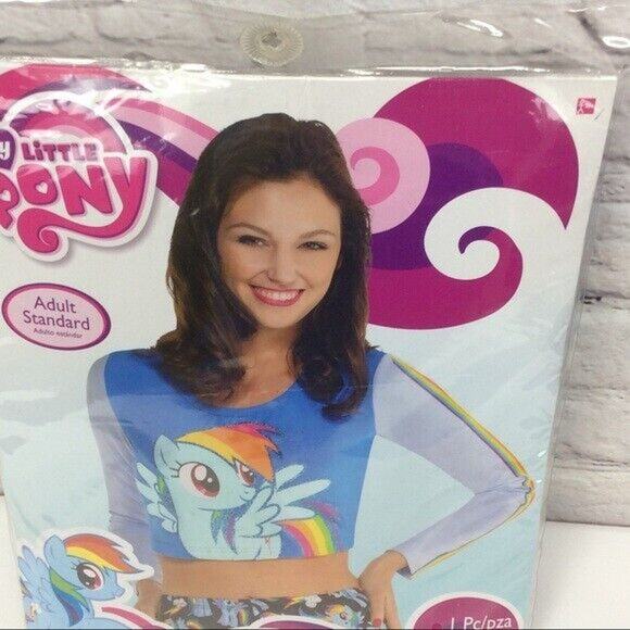 My Little Pony Rainbow Dash Shirt Cropped Top Women's Age 14+ Fits Up To Size 8 - Picture 6 of 6